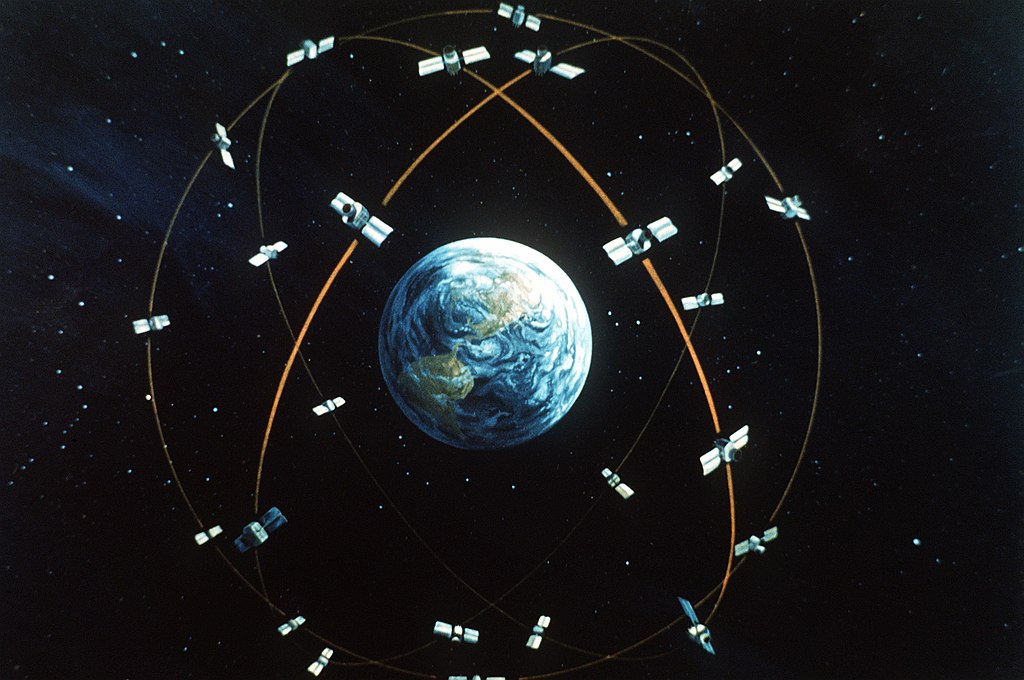 GPS control. Artist's global concept of the NAVSTAR Global Positioning System Satellite Date 23 November 1981 Collection National Archives at College Park - Still Pictures wikidata:Q59661040 This file was contributed to Wikimedia Commons by National Archives and Records Administration as part of a cooperation project. The donation was facilitated by the Digital Public Library of America, via its partner Digital Public Library of America.