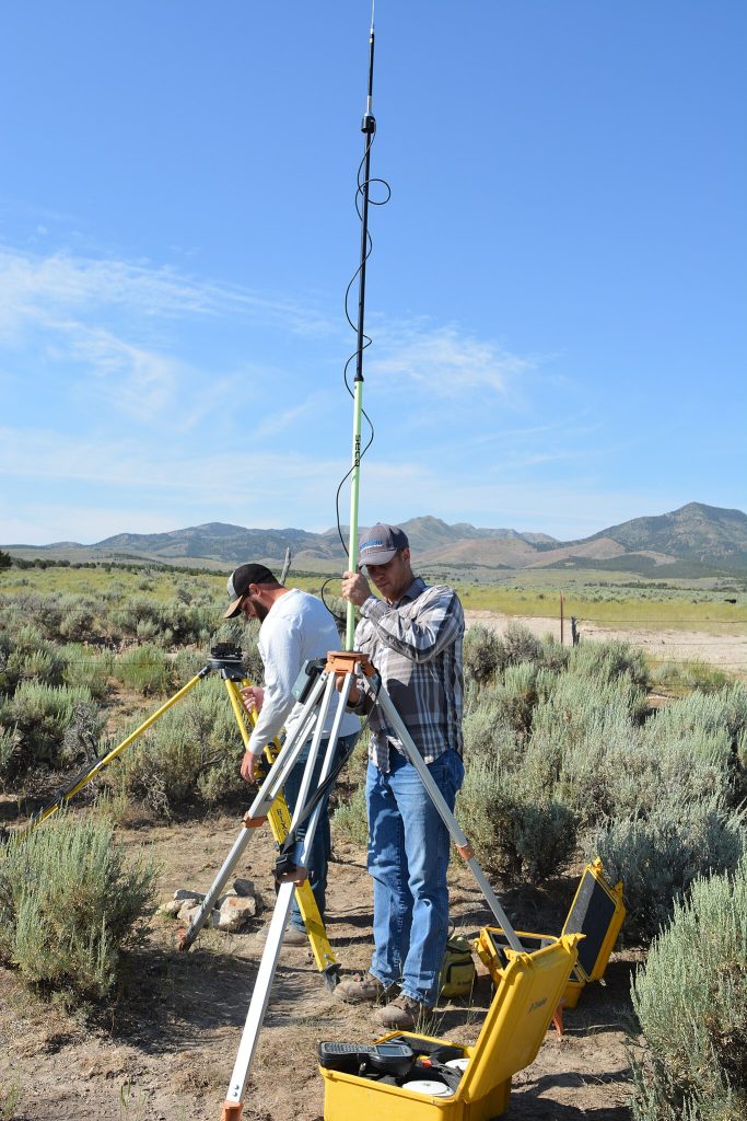 GPS resurvey of an 1872 General Land Office survey, June 28, 2015 near the Simpson Mountains in the West Desert. Photo by Ryan Sutherland, Bureau of Land Management-Utah