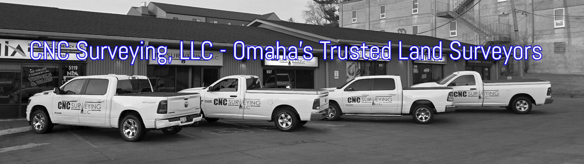 Omaha Land Surveyor photo banner with heavier lettering close-in to use on LinkedIn page