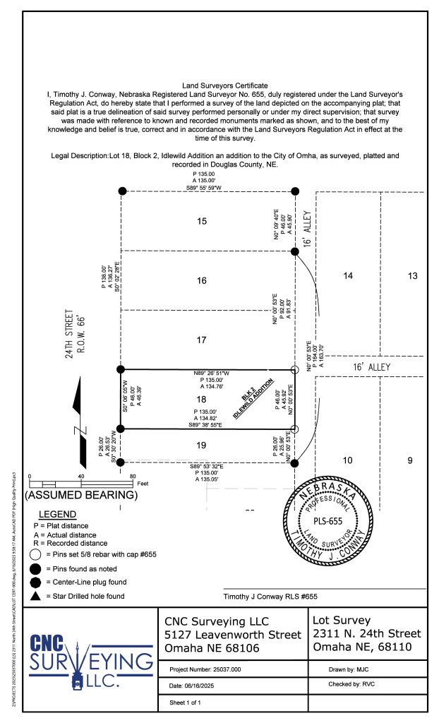 certified lot survey on 8.5 inch x 14 inch paper showing lot lines, monuments, lot numbers and names.