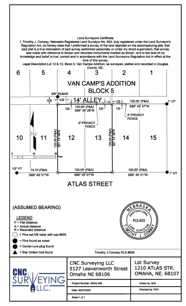 certified lot survey on 8.5 inch x 14 inch paper showing lot lines, monuments, lot numbers and names.